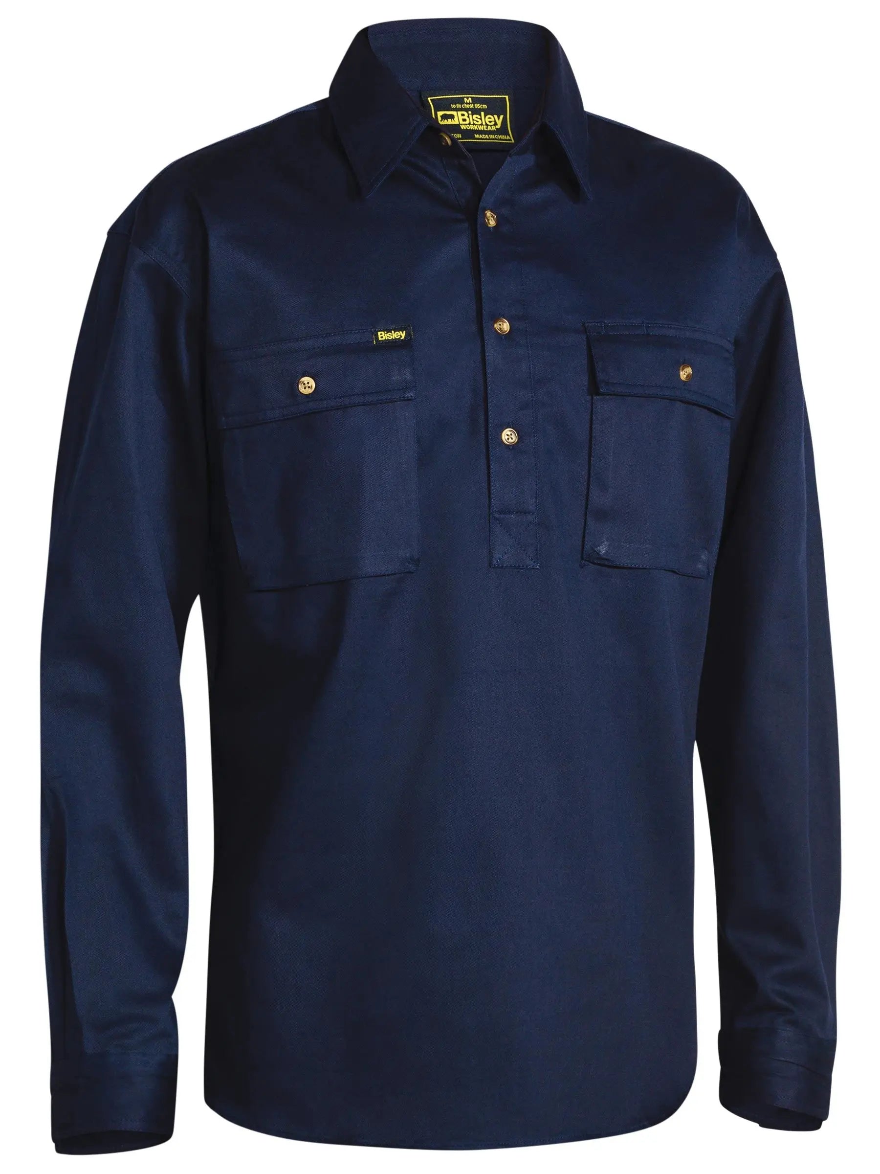 Bisley Workwear Closed Front Cotton Drill Long Sleeve Shirt BSC6433 - City Workwear